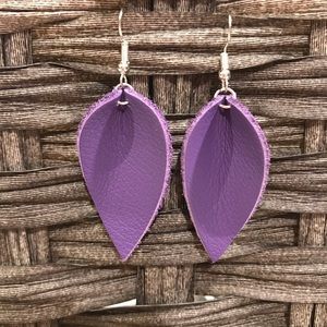 Purple leather earrings